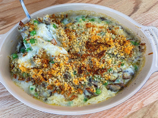 Baked Halibut Mushroom Gratin - Tiffany Haugen