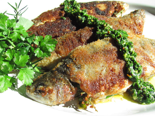 Herb Stuffed Boneless Trout with Chimichurri Sauce