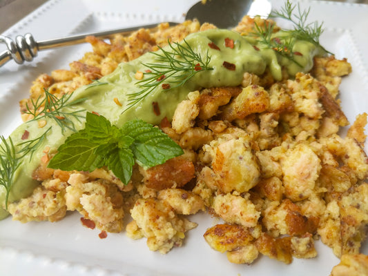 Trout Scramble & Avocado Mint Cream - by Tiffany Haugen